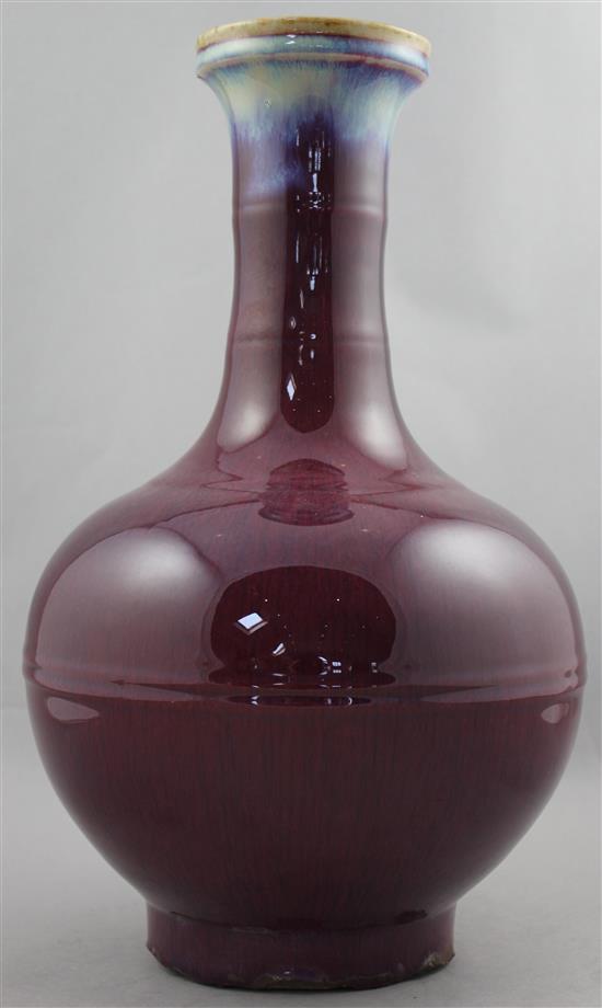 A Chinese flambe glazed bottle vase, 35.5cm